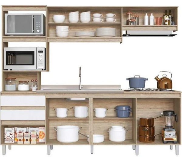 Imagen de Mueble Alacena Kit Cocina Compacta 7 Puertas 2 Cajones Alecrim Decibal 4 cajas