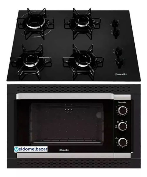 Imagen de Combo Horno Eléctrico De Empotrar Y Anafe 4 Hornallas Negro