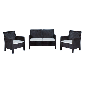 Imagen de Juego De Jardín 3 Piezas 2+1+1 Resina Simil Rattan Almohadon