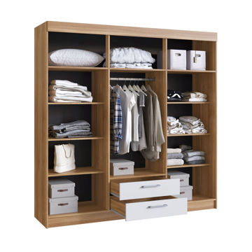 Imagen de Ropero artecas 6 puertas 2 cajones 480-60-4 beige blanco 3 bultos