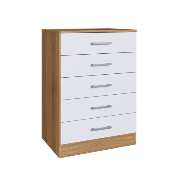 Imagen de Comoda artecas 5 cajones 250-60-4 beige blanco