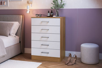 Imagen de Comoda artecas 5 cajones 250-60-4 beige blanco