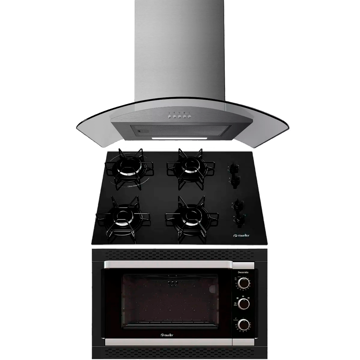 Imagen de Horno empotrar combo Mueller + anafe mueller + campana curva inox