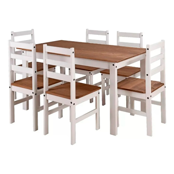 Imagen de Juego comedor 6 marron SILLAS ACAPULCO BLANCO/MIEL 2 CAJAS